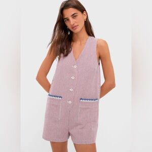 New Tuckernuck Red and Blue Stripe Myla Romper